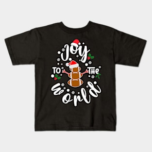 Christmas Football Joy To The World Funny Football Lover Kids T-Shirt